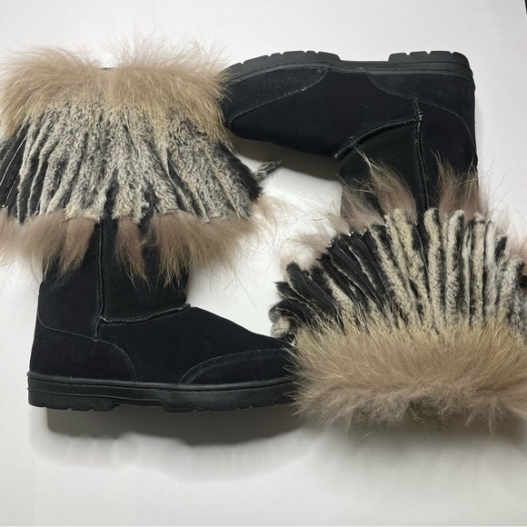 MARTINE ET BONAL Woman's Suede/Fur Sheepskin Lined Boots Size Large (W 8.5) - Picture 7 of 16
